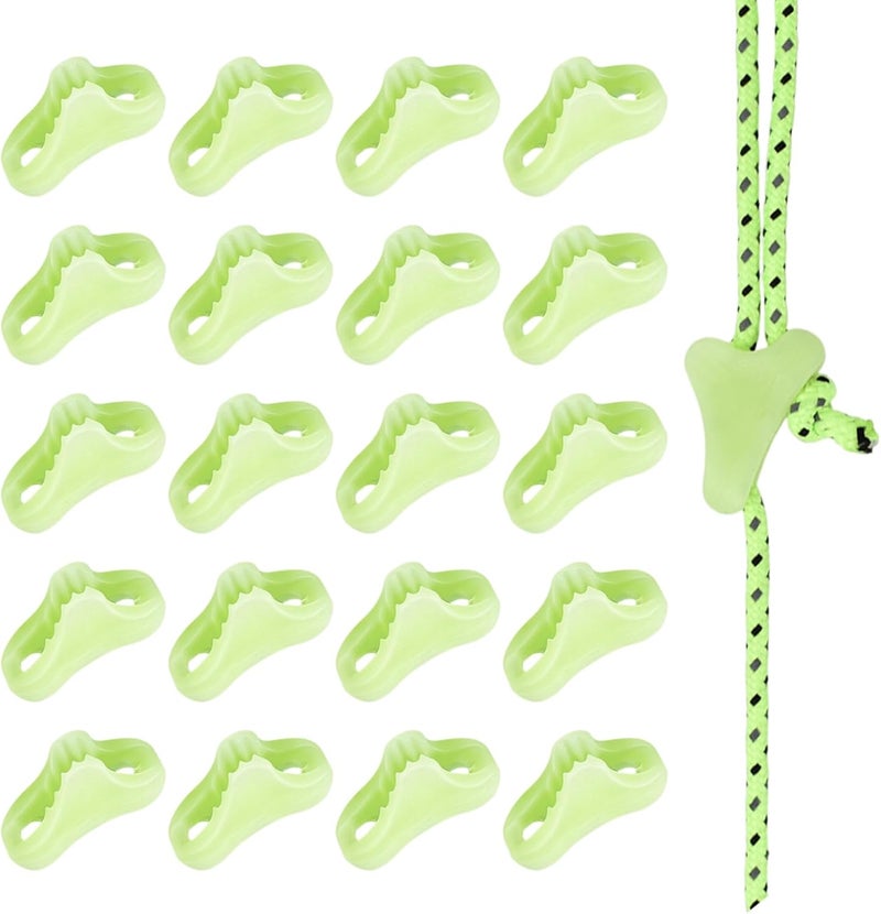 YMPEKA 20Pcs Ultralight Guyline Tensioners Tent Guyline Cord Rope Adjuster, Fluorescent Tent Rope Triangle Buckles, for Outdoor Camping Hiking Tent Tarp Canopy Shelter (Aperture:2.5mm fit 2-3mm Paracord) - Image 1